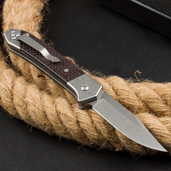 Promozione BK1094 Coltello pieghevole tattico automatico 440A Lama in pietra lavata in acciaio inossidabile + manico in fibra di carbonio Coltelli tascabili EDC di sopravvivenza esterna