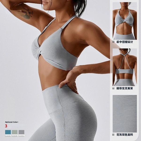 Yoga kıyafeti fitness üçgen ince kayışlar 2023 kadınlar güzel back chic aktif en iyi açık çapraz koşu sütyen
