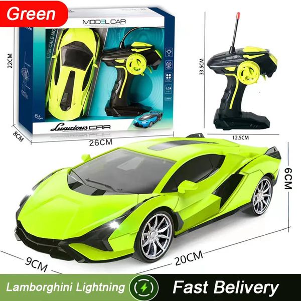 Auto elettrica RC 1/24 Telecomando a quattro vie per bambini Simulazione a pagamento Modello di deriva Super Racing Ornamenti per bambini di Natale 231013