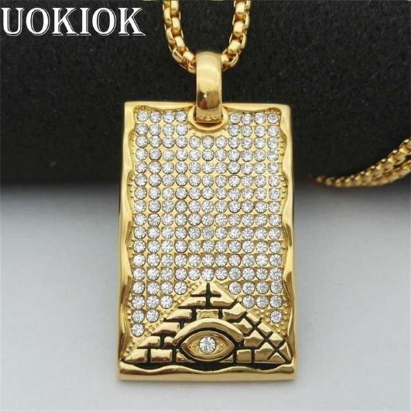 Collane con ciondolo Gioielli Hip Hop Collana egiziana Arrivo Occhio di Horus Strass Catena in acciaio inossidabile ghiacciato Regalo da uomo330R