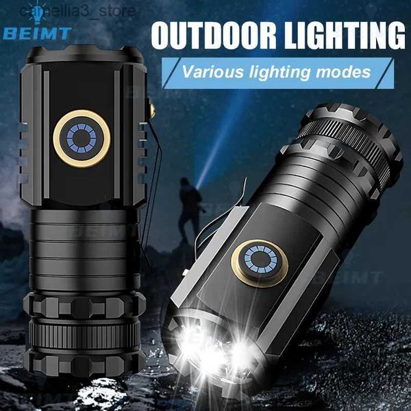 Taschenlampen 2000LM superhelle Taschenlampe Schlüsselanhänger Licht Outdoor Mini EDC LED Taschenlampe wiederaufladbare Notfall Camping Laterne mit Schwanzmagnet Q231013