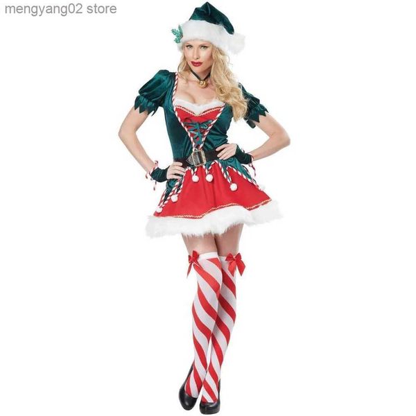 Tema traje adulto feminino natal verde elf joga vem carnaval festa cosplay árvore de natal vem t231013