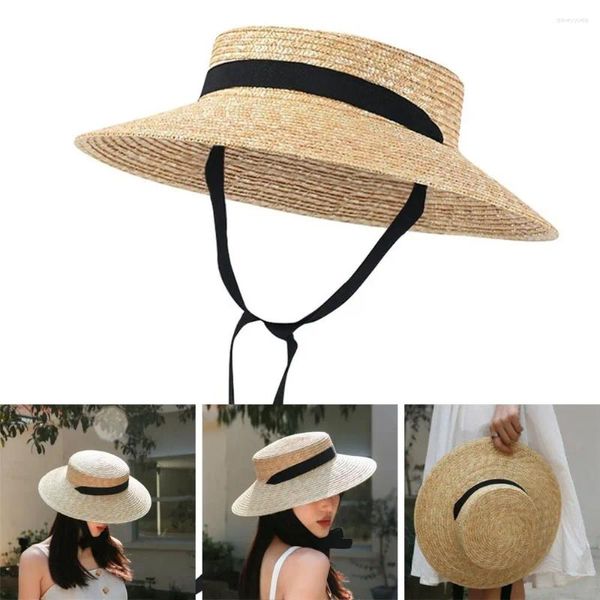 Berretti protezione solare unisex cappello a tesa larga per il tempo libero berretti da spiaggia berretto da sole in paglia di carta casual