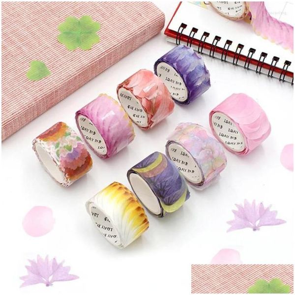 Hediye sargısı 200pcs/Roll Petal Washi Bant DIY Craft Paper Scrapbooking Malzeme Vintage Dekorasyon Renkli Çıkartmalar Kırtasiye DHS7E