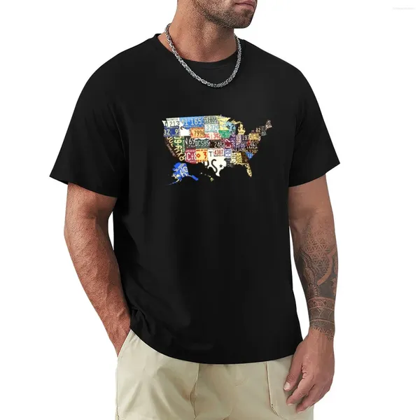 Polo da uomo T-shirt con mappa targhe vintage USA T-shirt taglie forti T-shirt edizione in cotone