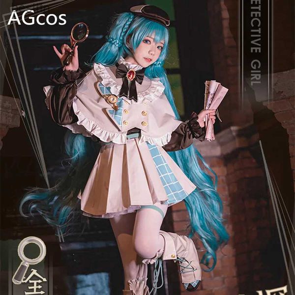 Thema Kostüm AGCOS Vocid Little Detective Miku Cosplay Come Girl Miku Weihnachtsgeschenk Outfits Rock Cosplay DressL231013