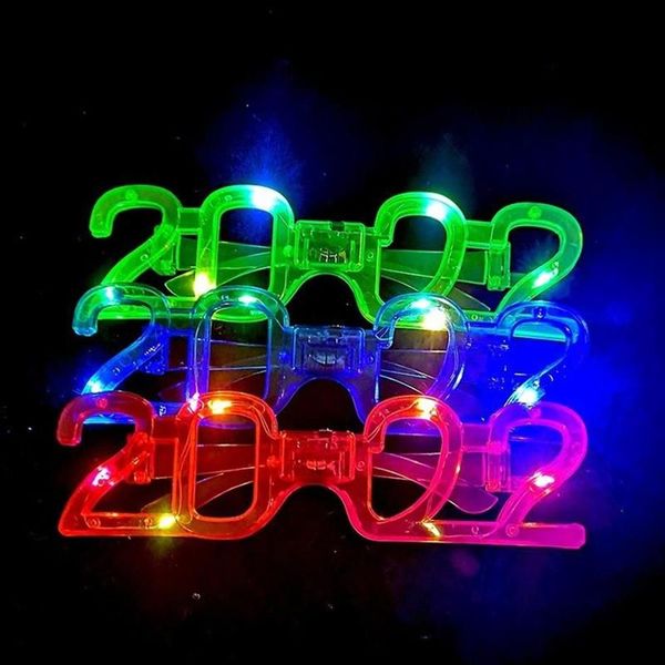Decoração de festa 24 pcs número 2022 LED brilhante piscando óculos iluminam casamento carnaval cosplay traje aniversário olho natal2682