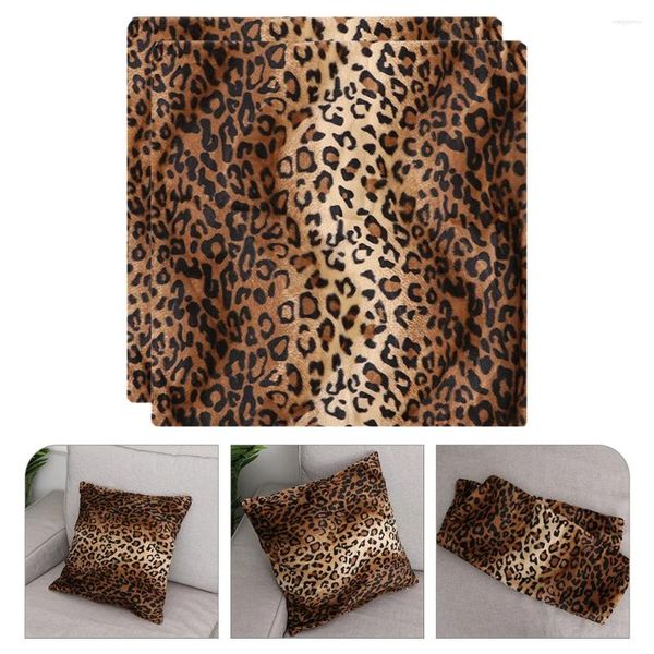 Travesseiro 2 Pcs Caso Decorativo Lance Cobre Pelúcia Leopardo Sofá Voltar S Casos Decoração de Casa Animal Fronhas