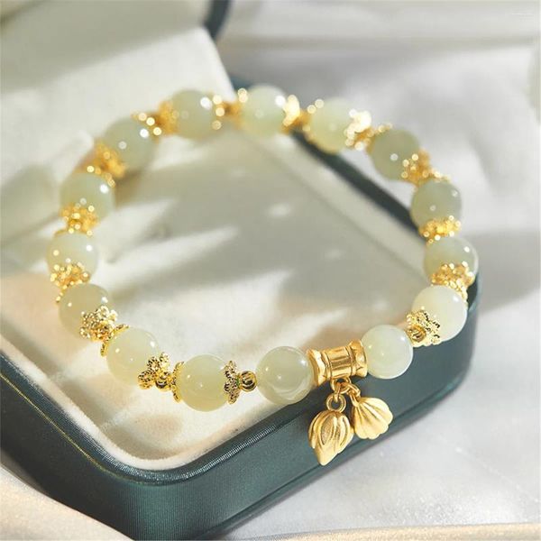 Модный креативный браслет Lucky Natural из нефрита, винтажный легкий роскошный ювелирный браслет ручной работы, женский подарок из Китая