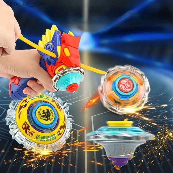 Spinning Top Nova Batalha Gyro Pull-out Transmitter Alloy Rotary Spinning Top Beyblade Burst com lançadores de cordas para brinquedos infantis Presentes infantis Q231013