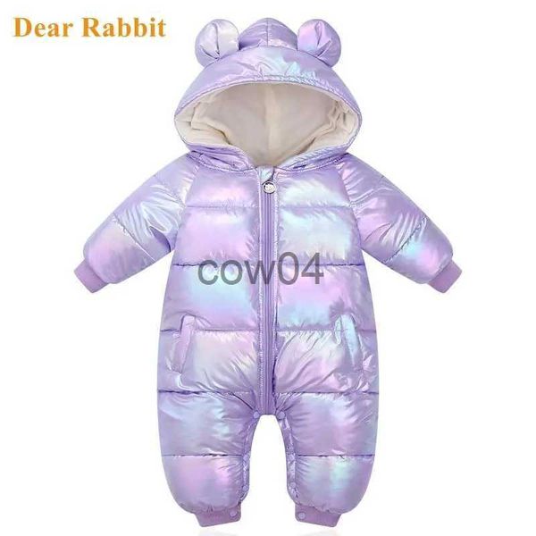 Macacão novo plus veludo bodysuit bebê inverno bodysuit dos desenhos animados hoodie brilhante à prova dwaterproof água recém-nascido menina neve casaco da criança menino x1013