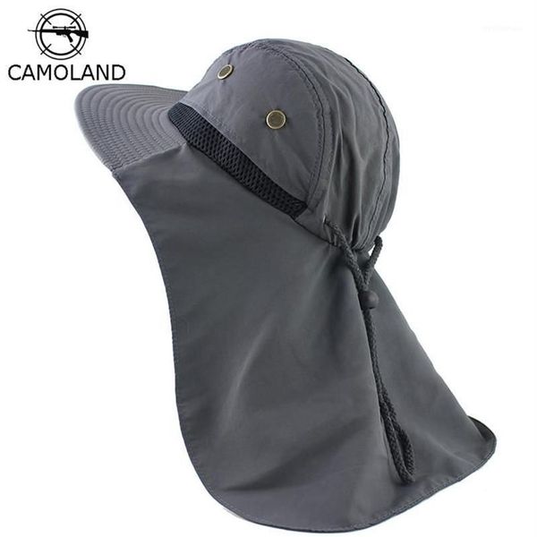 Cappello estivo da sole Secchiello Uomo Donna Cappello Boonie con patta sul collo Protezione UV esterna Ampia tesa larga Trekking Pesca Mesh Traspirante1258D