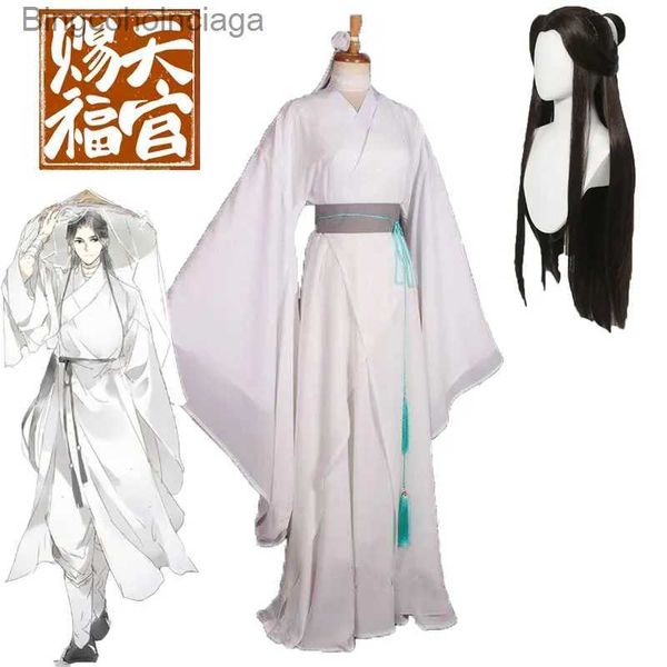 Tema Kostüm Anime Xie Lian Cosplay Gel Tian Guan Ci Fu Xielian Cosplay Top Wigs Cadılar Bayramı Pervane Erkek Kadınlar Beyaz Han Fu Clothesl231013