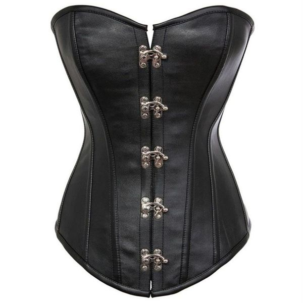 14 Corsetto con disossamento in acciaio Top Nero in ecopelle Overbust Corsetti Steampunk Bustier Plus Size Dimagrante Body Shaper Vita Trainer2409