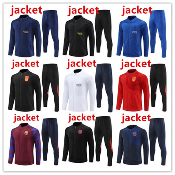 China de Fußballjacke LEWANDOWSKI Fußball-Trainingsanzüge Parisr Jacke Jogging 2023 Männer und Kinder Set Erwachsene Jungen TRAININGSANZUG 23 24 Barcelonar Jacken-Kit