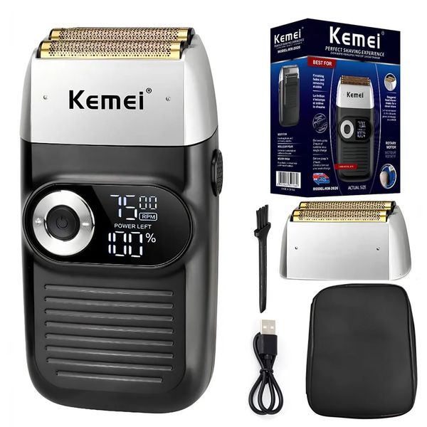 Лезвия для бритв, оригинальная электробритва Kemei Powerful Barber Pro для мужчин, электрическая бритва для волос, бороды, машина для бритья головы, KM-2026 231013