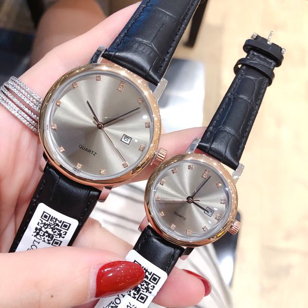 Homens de luxo relógio feminino relógios pulseira de couro movimento de quartzo casual relógio de pulso respingo à prova d 'água designer relógio escala de diamante de alta qualidade Montre de Luxe