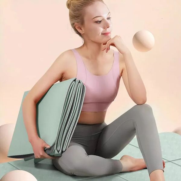 Yogamatten, faltbare Matte, umweltfreundlich, TPE, faltbar, für Reisen, Fitness, Übung, doppelseitig, rutschfest, für Pilates, Bodentraining, 231012