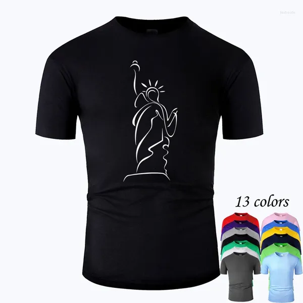 Herren-T-Shirts, Statue von Line Art, O-Ausschnitt, Baumwollhemd, für Männer und Frauen, Unisex, Sommer, kurzärmelig, entworfen, lässiges T-Shirt M01091