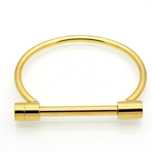 Jóias design de moda ferradura parafuso pulseira ouro prata rosa preto aço inoxidável pulseiras pulseiras para homens mulheres brac276d