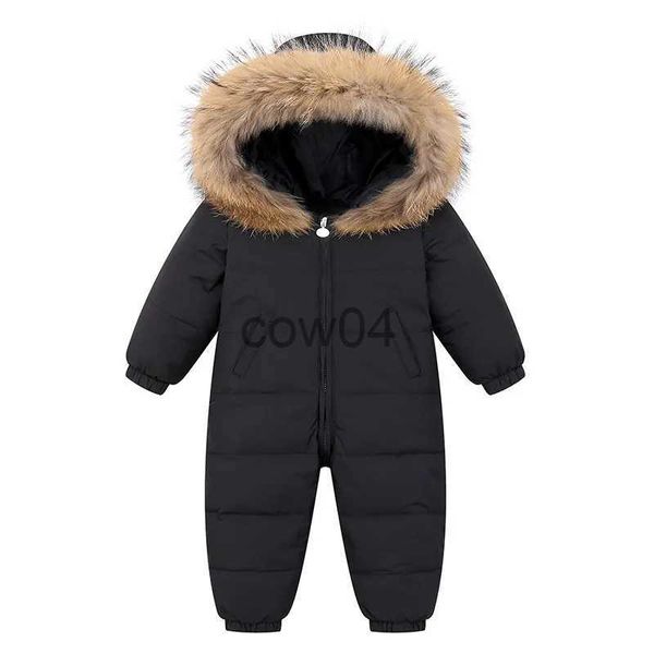 Macacão olekid 2023 bebê inverno hoodie quente real pele de guaxinim bebê menina neve casaco bebê menino bodysuit casaco de bebê x1013