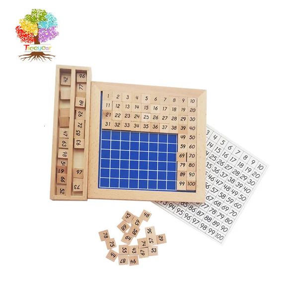 Outros brinquedos Treeyear Montessori brinquedos de madeira contando blocos quebra-cabeças matemática cem tabuleiro 1-100 números consecutivos jogo educativo para crianças 231013