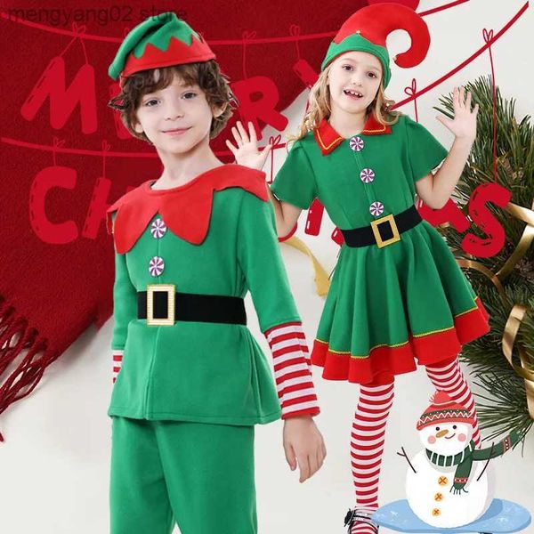 Tema traje natal adulto crianças elf cosplay vem desempenho roupas masculino e feminino universal festa de natal vestir-se presente t231013