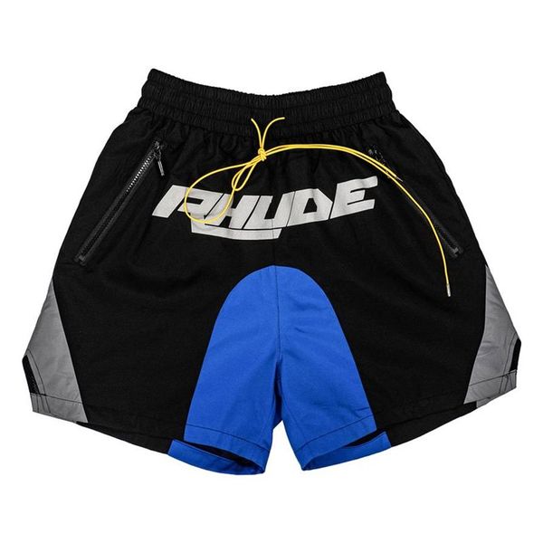 Shorts de praia Jogger Colorblock Homens Mulheres 1 Alta Qualidade Leter Reflexão Preto Ginásio Casual Curto Médio Pants290w
