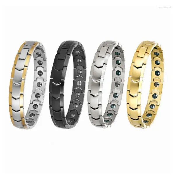 Link pulseiras shouman comércio exterior pulseira magnética de aço inoxidável anti-estática energia de íon negativo jóias masculinas e femininas