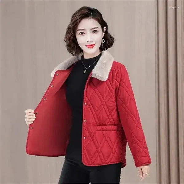 Casacos de Trench das Mulheres Parkas Casaco de Inverno Jaqueta de Algodão 2023Lã Lapela Moda Feminina Versátil Simplicidade Curto Lazer Pure Color Overcoat