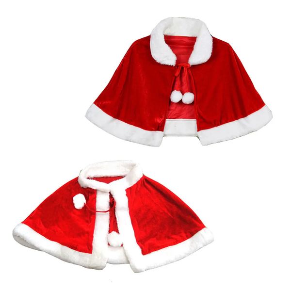 Scialli Inverno Velluto Rosso Mantello Mantello Natale Donna Ragazza Scialle Costumi del partito Decorazione del vestito Costume di Babbo Natale Moda 231012