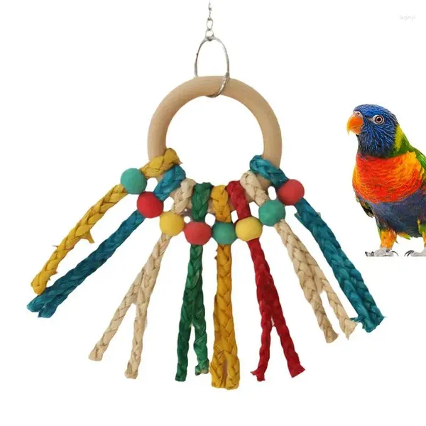 Outros suprimentos de pássaros brinquedos conure mastigar brinquedo pendurado gaiola acessórios coloridos em forma de leque para calopsitas conures papagaios budgies