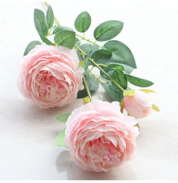 Fiori secchi stile europeo 3 teste bouquet di fiori di peonia artificiale per la casa giardino decorazione del soggiorno forniture per feste di nozze fiori finti 231013
