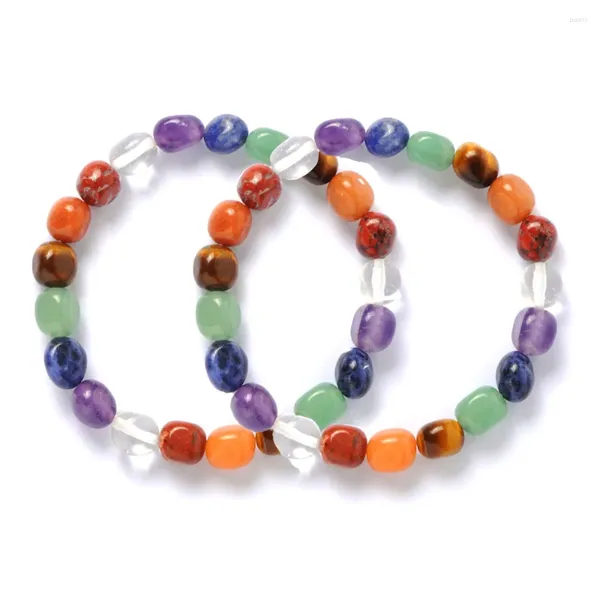 Charme pulseiras sem forma yoga colorido pedra pulseira pulseira para mulheres homens reiki cura natural mineral rock cristal ágata