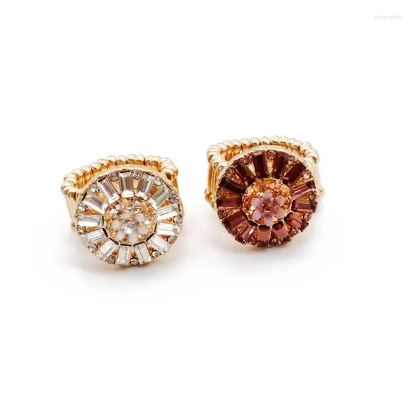 Anéis de cluster esticados dedo doce strass joias de moda para mulheres
