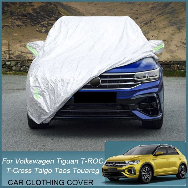 Capa de carro chuva geada neve poeira à prova dwaterproof água para volkswagen atlas teramont T-CROSS taigun T-ROC taigo nivus tharu tiguan touareg cr