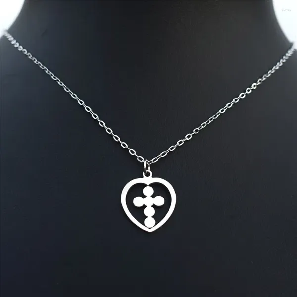 Ожерелья с подвесками, 12 шт., женское ожерелье с крестом в форме сердца из нержавеющей стали, миниатюрное колье на ключицу, женские ювелирные изделия для девочек, оптовая продажа