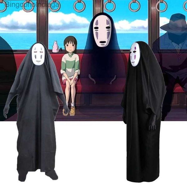 Tema Traje Sem Rosto Homem Spirited Ay Cosplay Venha Máscara Luvas Anime Miyazaki Hayao Faceless Manto Casaco Crianças Adulto Carnaval Purim ComeL231013