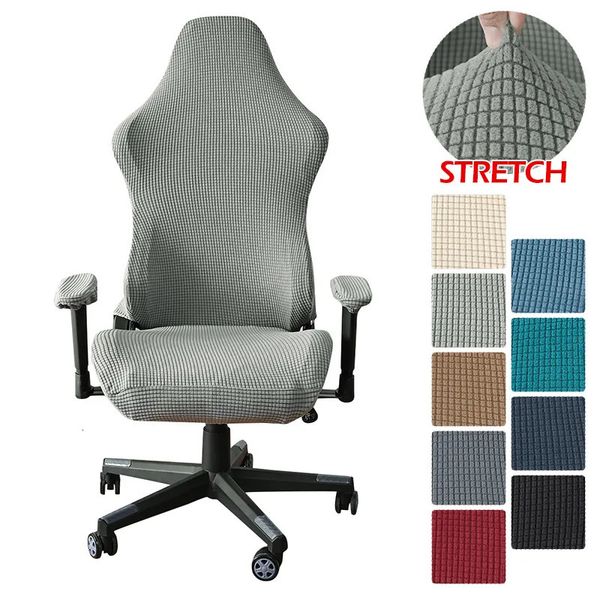 Stuhlhussen, Jacquard-Gaming-Stuhlbezug, dehnbar, waschbar, Polar-Fleece, Büro-Sitzbezüge, rutschfest, karierte Sessel, Schonbezug für Heimdekoration, 231013