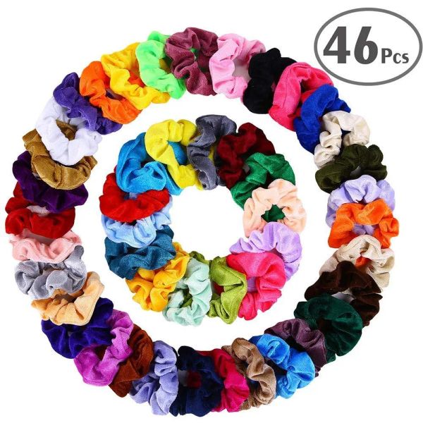 Atacado 46pcsset vintage cabelo scrunchies elástico veludo scrunchie pacote feminino elástico faixas de cabelo menina headwear laços de borracha zz