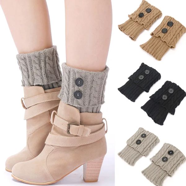 Frauen Gestrickte Winter Beinlinge Kurze Häkeln Bein Warme Socken Solide Winter Boot Manschetten Socken Boot Topper Strümpfe Gamaschen