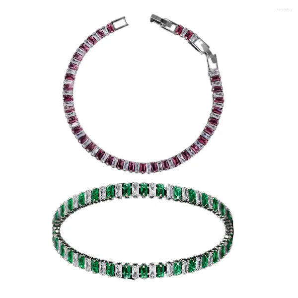 Braccialetti a maglie Donna Uomo Bracciale con strass brillanti Festa di nozze Cerimonia Bracciale in cristallo Bracciale Gioielli Regalo di compleanno Verde