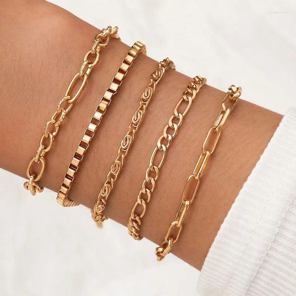 Charm Armbänder 5 Teile/satz Gold Farbe Link Kette Für Frauen Einfache Braclets Mädchen Armband Mode Frau 2023