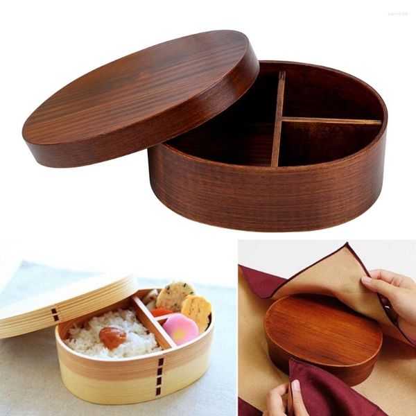 Louça de mesa piquenique bento caixas estilo japonês madeira lancheira portátil 1 camada 3 grades recipiente suprimentos para casa ferramentas cozinha