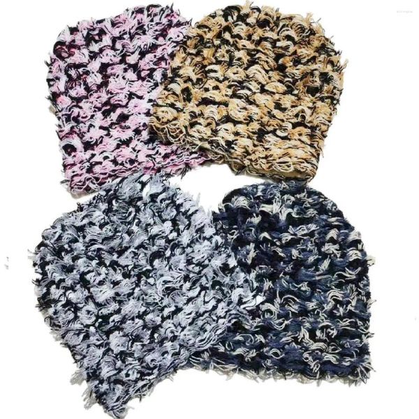 Top kapaklar balaclava Beanies Erkekler komik şapka açık kamuflaj peluş bulanık sıkıntılı örgü örme kayak maskesi moda sokak hip hop kapağı