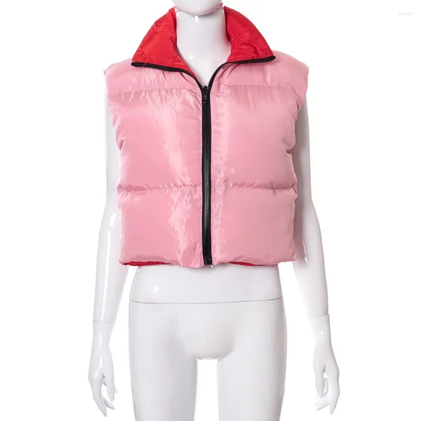 Coletes femininas acolchoadas jaqueta mulheres corpo mais quente acolchoado colete colete colete gilet colete zip sem mangas para o inverno feminino