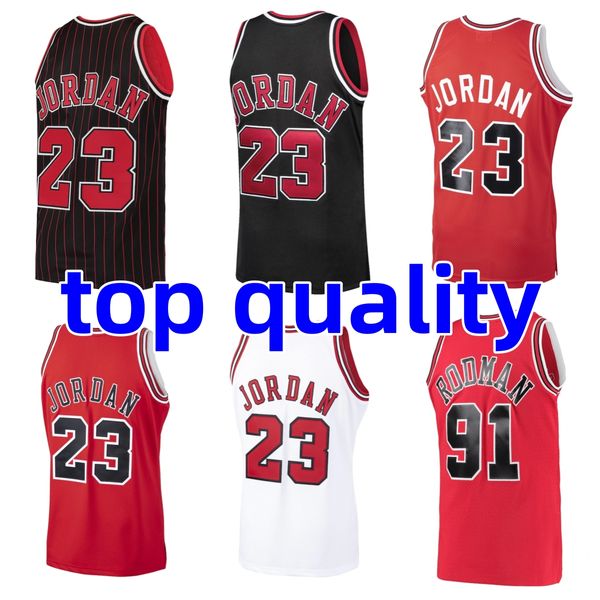 Erkek Basketbol Forması #11 DeMar DeRozan #33 Scottie Pippen #91 Dennis Rodman Mitchell Ness Marka Taslak Seçim Jersey Beyaz Siyah Kırmızı