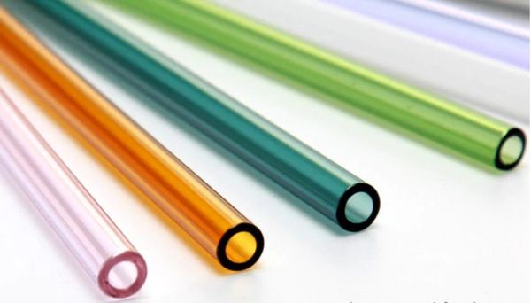 Canudo colorido de vidro de borosilicato para coquetel, comprimento de 20cm, estreito 8mm, canudo para festa, frete grátis, simples