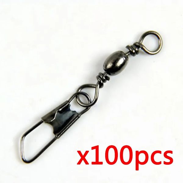 Angelhaken 100PCS Lagerwirbel Angelanschluss Gemischte Größe 6#-14# Barrel Rolling Solid Ringe für Angelhaken Lure Link Tackle Angelwerkzeuge 231013