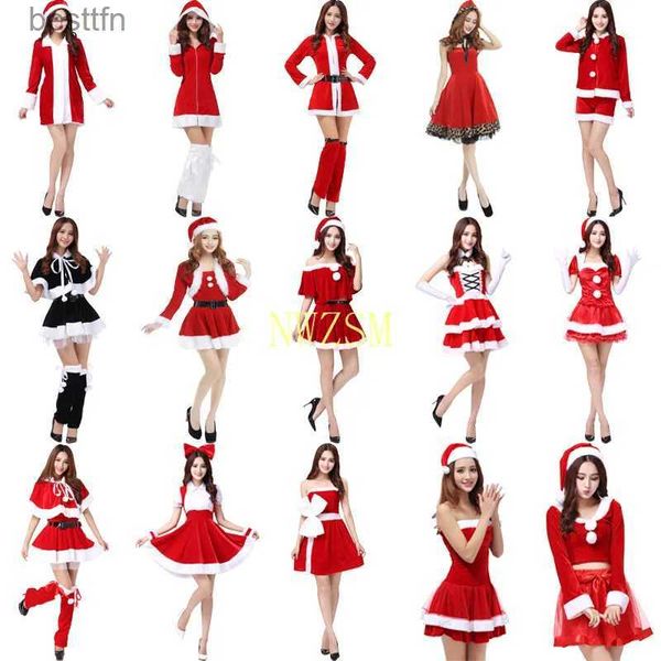 Costume a tema Elegante abito da donna 2020 Nuove signore Cosplay Vieni Natale Babbo Natale Spettacolo teatrale Abbigliamento Rosso sexy COS Abito da ballo AbitiL231013